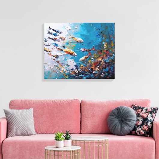 Toile un groupe de poissons nageant dans l'océan (Insitu(Salon))