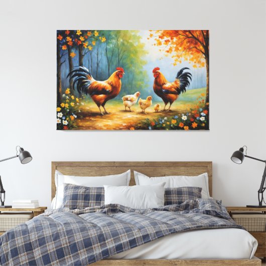Toile un groupe de poulets et un coq (Insitu(Chambre))