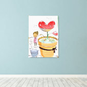 Toile Un homme arrose un plante en pots (Insitu (Plancher de Bois))