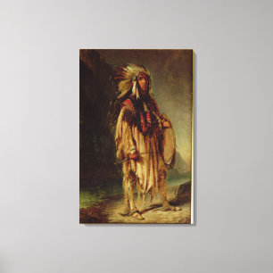 Toile Un Indien nord-américain dans un paysage étendu,