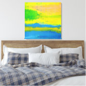 Toile "UN JOUR SOLEIL" Bleu Jaune Art Abstrait Nautique (Insitu(Chambre))