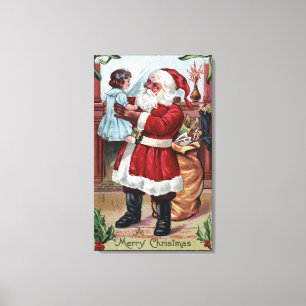 Toile Un joyeux ChristmasSanta tenant la fille dans le