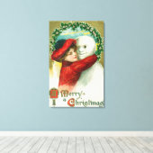 Toile Un joyeux Noël serrant la scène de Snowman (Insitu (Plancher de Bois))