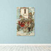 Toile Un joyeux Nouvel AnEnfants autour d'une Wagon Roug (Insitu (Plancher de Bois))