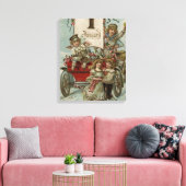 Toile Un joyeux Nouvel AnEnfants autour d'une Wagon Roug (Insitu(Salon))