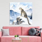Toile Un léopard des neiges sur un pic enneigé (Insitu(Salon))