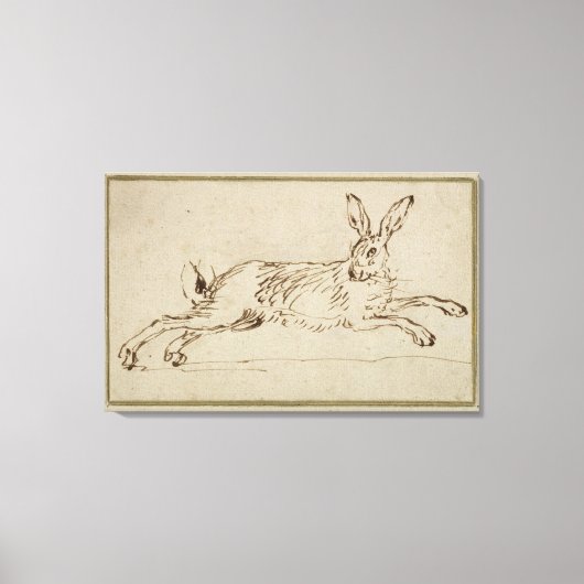 Toile Un lièvre coule, avec des oreilles piquées (stylo (Recto)