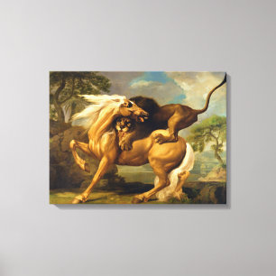 Toile Un lion attaquant un cheval, c.1762 (huile sur la