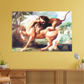 Toile Un Lion Attaquant Un Cheval Peint-17620 (Insitu(Salon))