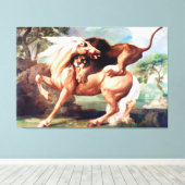 Toile Un Lion Attaquant Un Cheval Peint-17620 (Insitu (Plancher de Bois))