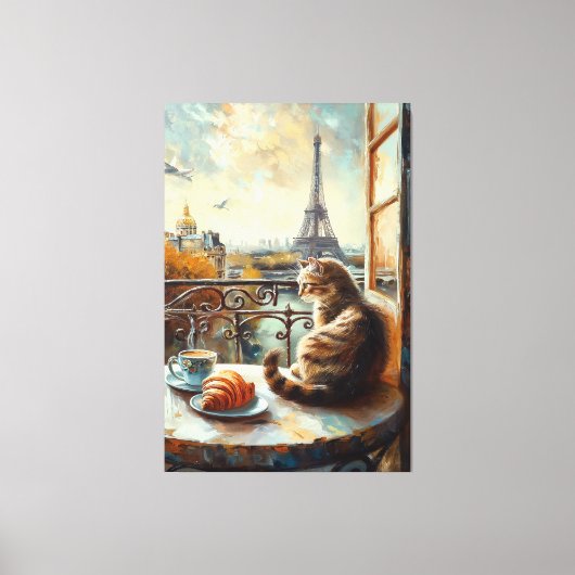 Toile Un matin à Paris | Chat au gingembre dans un café (Recto)