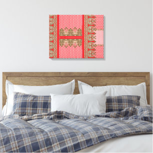 Toile un motif de point de croix avec une bordure rouge