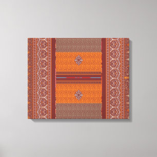 Toile un motif de point de croix en orange et marron