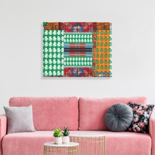 Toile un motif vert et noir avec un arbre au milieu