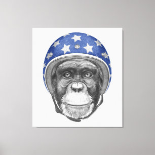 Toile Un motocycliste Chimpanzé