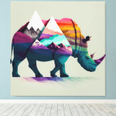 Toile Un mur de Rhino mêlé à la nature. (Insitu (Plancher de Bois))