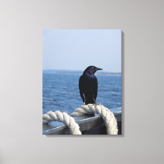 Toile Un oiseau noir sur le ferry (Recto)