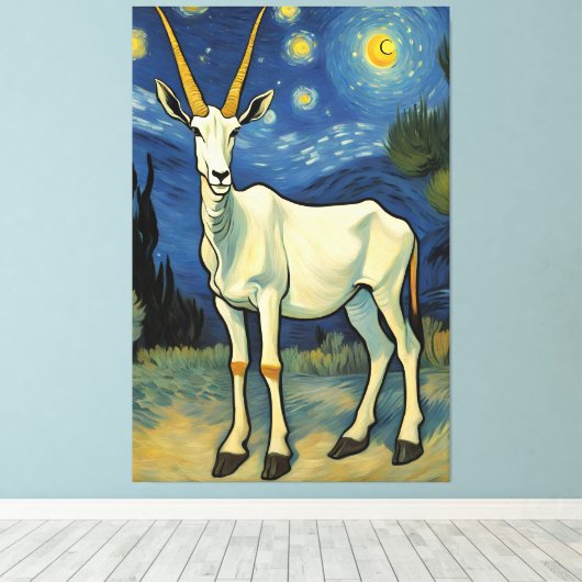 Toile un Oryx dans une nuit étoilée (Insitu (Plancher de Bois))