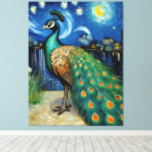 Toile Un paon dans la nuit étoilée (Insitu (Plancher de Bois))