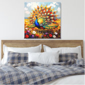 Toile Un paon or et bleu (Insitu(Chambre))