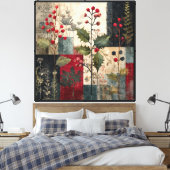 Toile Un Patchwork Rustique d'Hiver à la Baie de Houx (Insitu(Chambre))