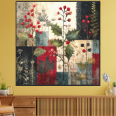 Toile Un Patchwork Rustique d'Hiver à la Baie de Houx (Insitu(Salon))