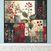 Toile Un Patchwork Rustique d'Hiver à la Baie de Houx (Insitu (Plancher de Bois))