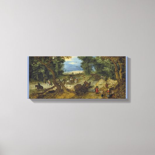 Toile Un paysage boisé avec des voyageurs sur un chemin (Recto)
