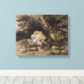 Toile Un paysage vallonné avec des figures approchant un (Insitu (Plancher de Bois))