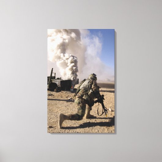 Toile Un soldat réagit à une explosion contrôlée (Recto)