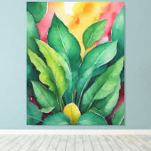 Toile un tableau de feuilles verts (Insitu (Plancher de Bois))