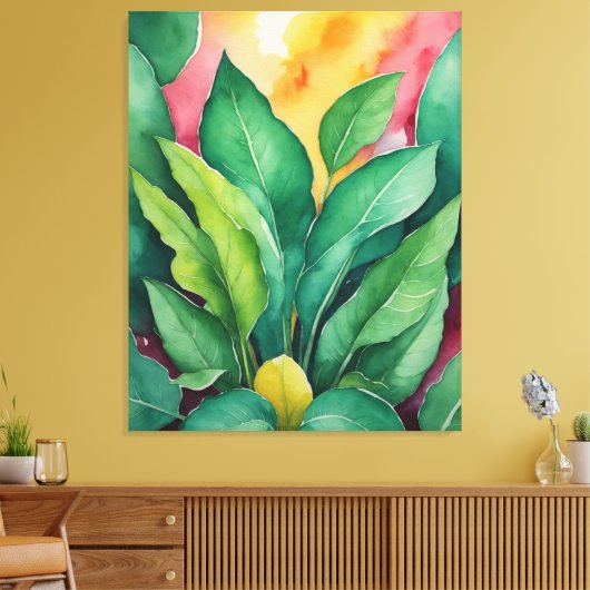 Toile un tableau de feuilles verts (Insitu(Salon))