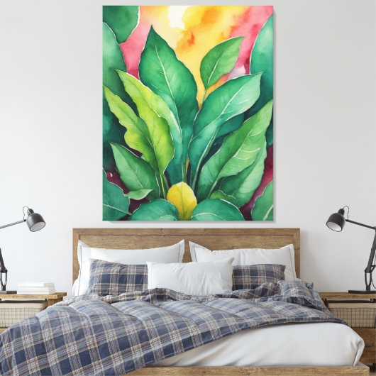 Toile un tableau de feuilles verts (Insitu(Chambre))