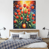 Toile un tableau de tulipes rouges dans un vase (Insitu(Chambre))