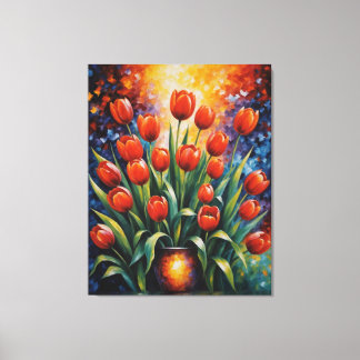 Toile un tableau de tulipes rouges dans un vase