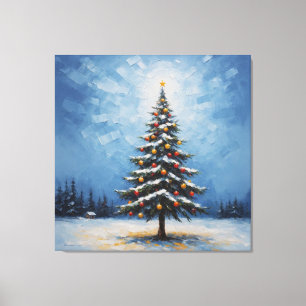 Toile un tableau d'un arbre de noël orné