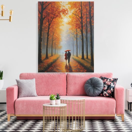 Toile un tableau d'un couple marchant sur un chemin arbo (Insitu(Salon))