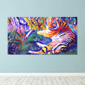 Toile un tableau d'un tigre dans la jungle, art numériqu (Insitu (Plancher de Bois))