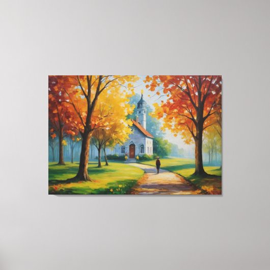 Toile un tableau d'une église et d'un bâtiment (Recto)