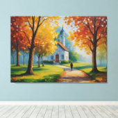 Toile un tableau d'une église et d'un bâtiment (Insitu (Plancher de Bois))