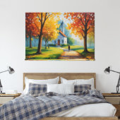 Toile un tableau d'une église et d'un bâtiment (Insitu(Chambre))