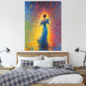Toile un tableau d'une femme en robe bleue (Insitu(Chambre))