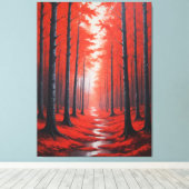 Toile un tableau d'une forêt d'arbres rouge (Insitu (Plancher de Bois))