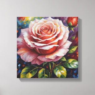 Toile un tableau d'une rose rose