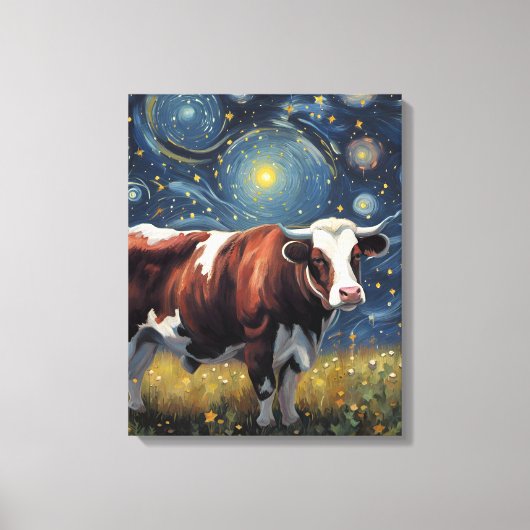 Toile Un taureau dans la nuit étoilée (Recto)