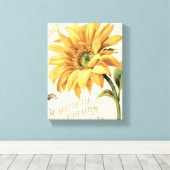 Toile Un tournesol en pleine floraison (Insitu (Plancher de Bois))