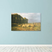 Toile Un troupeau de moutons dans un paysage (Insitu (Plancher de Bois))