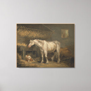Toile Un vieux cheval avec un chien dans une impasse by