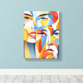 Toile Un visage humain abstrait vibrant (Insitu (Plancher de Bois))
