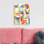 Toile Un visage humain abstrait vibrant (Insitu(Salon))